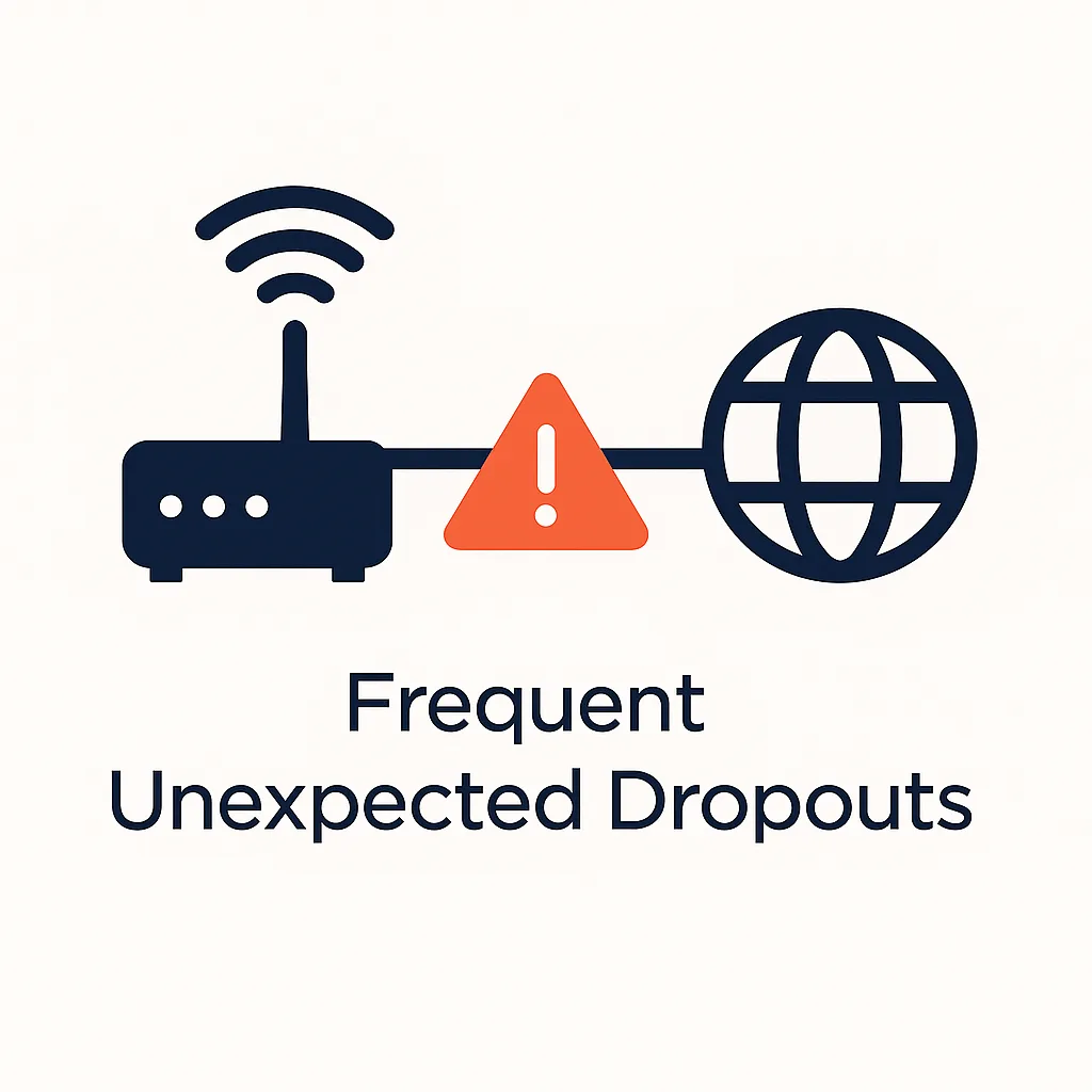 Illustration of an internet connection dropping out