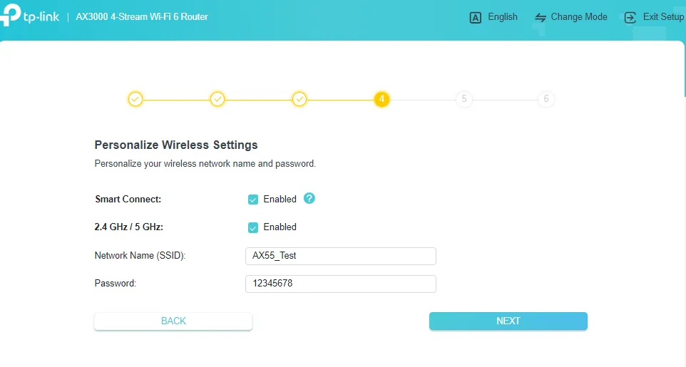The 2.4 GHz and 5 GHz wireless settings